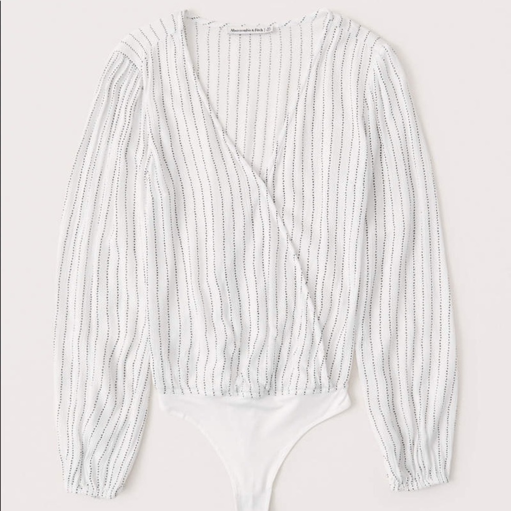 Wrap-Front Long-Sleeve Bodysuit